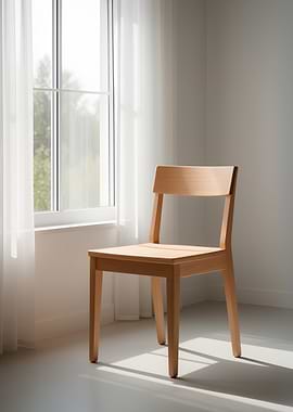 Wooden chair by a window