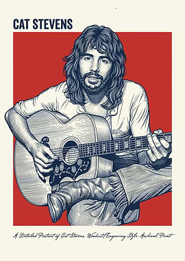 Cat Stevens Portrait with Guitar