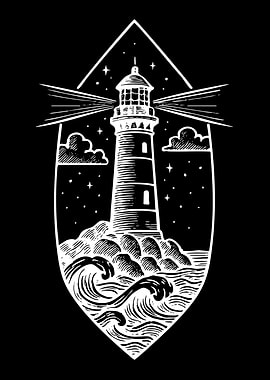 Lighthouse in a Stormy Sea