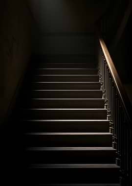 Dark Staircase with Dramatic Lighting