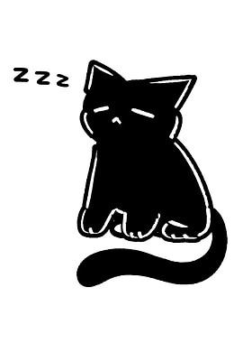 Sleeping Black Cat with Zzz