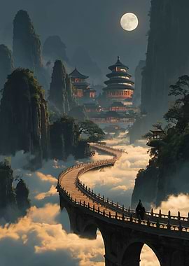 Mystical Mountain Pagodas and Bridge
