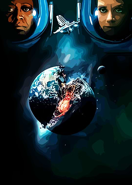 Destroyed Earth with Astronauts