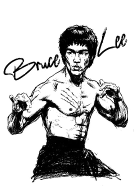 Bruce Lee Sketch with Signature