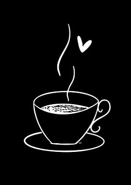 Steaming Coffee Cup with Heart