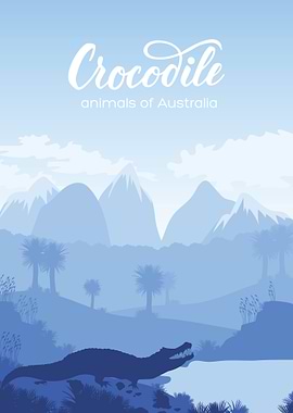 Silhouette of a crocodile in a landscape
