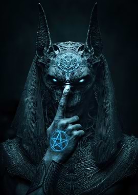 Demonic Anubis Figure with Pentagrams