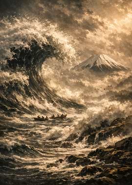 Great Wave with Mount Fuji