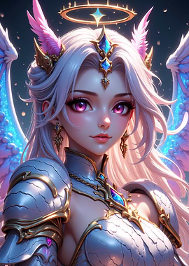 Anime Angel with Pink and Blue Wings