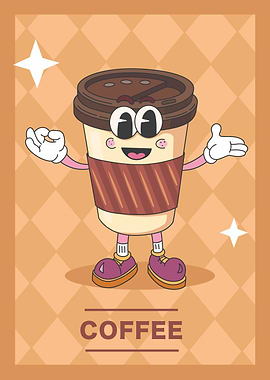 Retro Coffee Cup Character