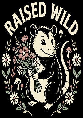 Opossum Holding Flowers