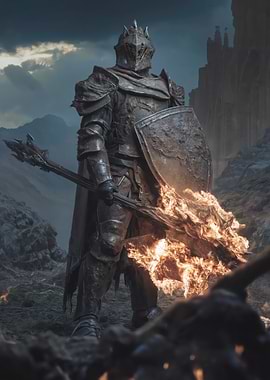 Knight with Flaming Weapon