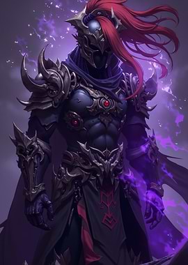 Dark Fantasy Warrior with Purple Aura
