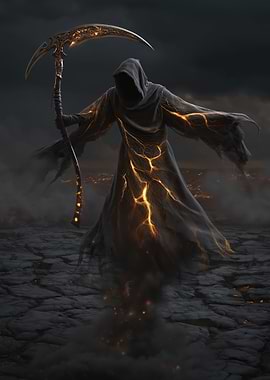Grim Reaper with Fiery Scythe