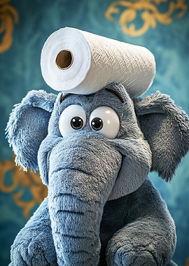 Cute Elephant with Toilet Paper