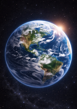 Earth from Space with Sunrise