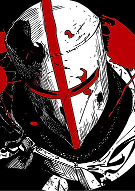 Crusader Knight Helmet with Red Cross