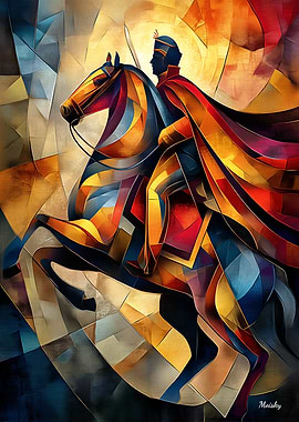 Napoleon Crossing the Alps – Stained Glass Style Heroic Art