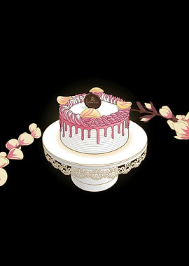 Elegant Drip Cake with Floral Accents