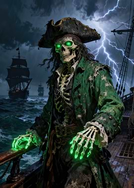 Undead Pirate Captain in a Storm