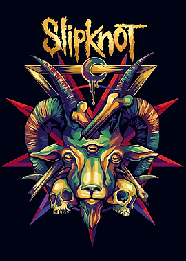 Slipknot Goat Skull Pentagram Art