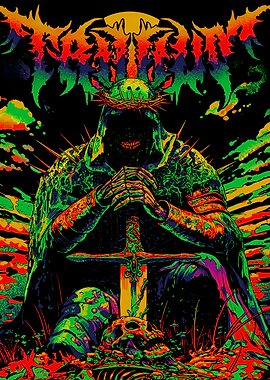 Dark Knight with Crown of Thorns and Sword