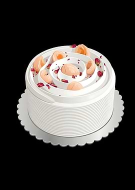 White Cake with Lychee and Rose Petals