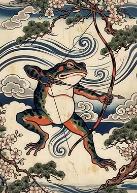 Frog Archer with Cherry Blossoms