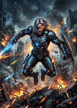 Cybernetic Warrior in Battle
