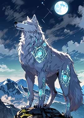 Mystical Wolf Under the Moon