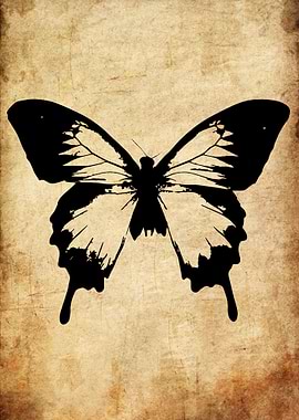 Black Butterfly on Textured Background