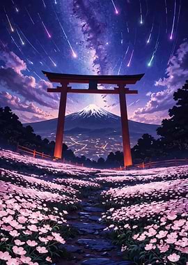 Mount Fuji Under Meteor Shower