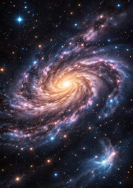Vibrant Spiral Galaxy in Deep Space