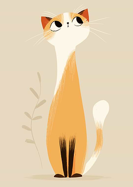 Stylized Orange and White Cat