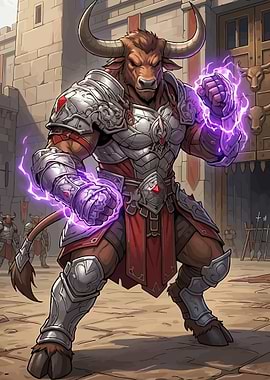 Minotaur Warrior with Lightning Magic