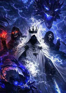 Dark Fantasy Characters and Dragon