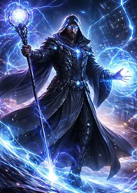 Mage casting lightning spells
