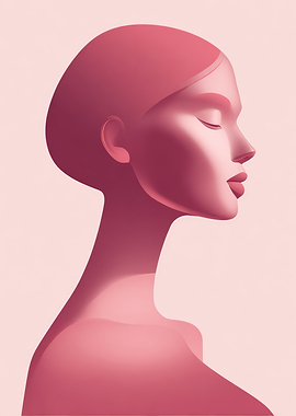 Profile of a Woman in Pink Tones