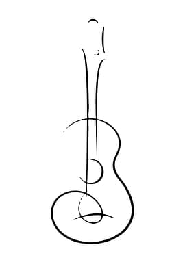 Minimalist Guitar Line Art