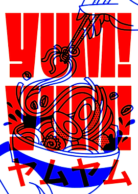 Yum! Ramen Bowl with Chopsticks