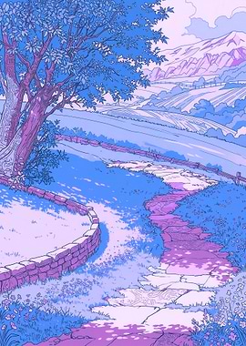 Pastoral Landscape with Winding Path