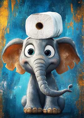 Cute Elephant with Toilet Paper