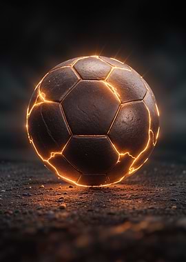 Fiery Soccer Ball on Dark Ground