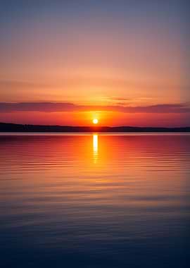 Sunset over a calm lake