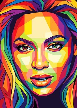 Colorful Pop Art Portrait of a Beyoncé