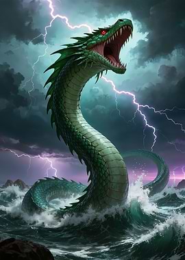 Green Sea Serpent in Storm