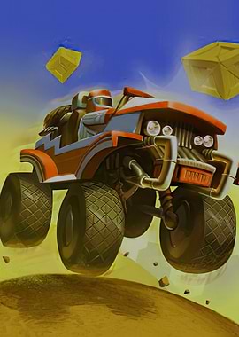 Monster Truck Racing in a Desert Landscape