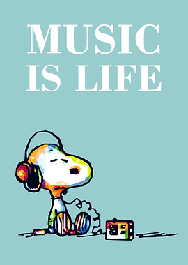 Snoopy Listening to Music
