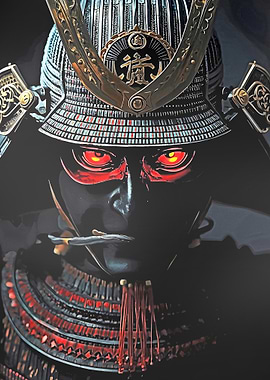 Samurai Warrior with Glowing Red Eyes