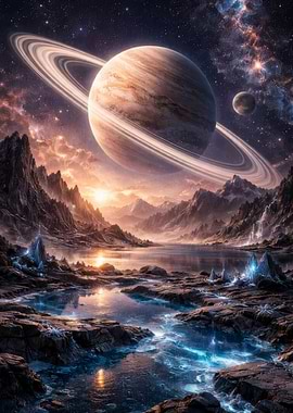 Planet Landscape with Saturn